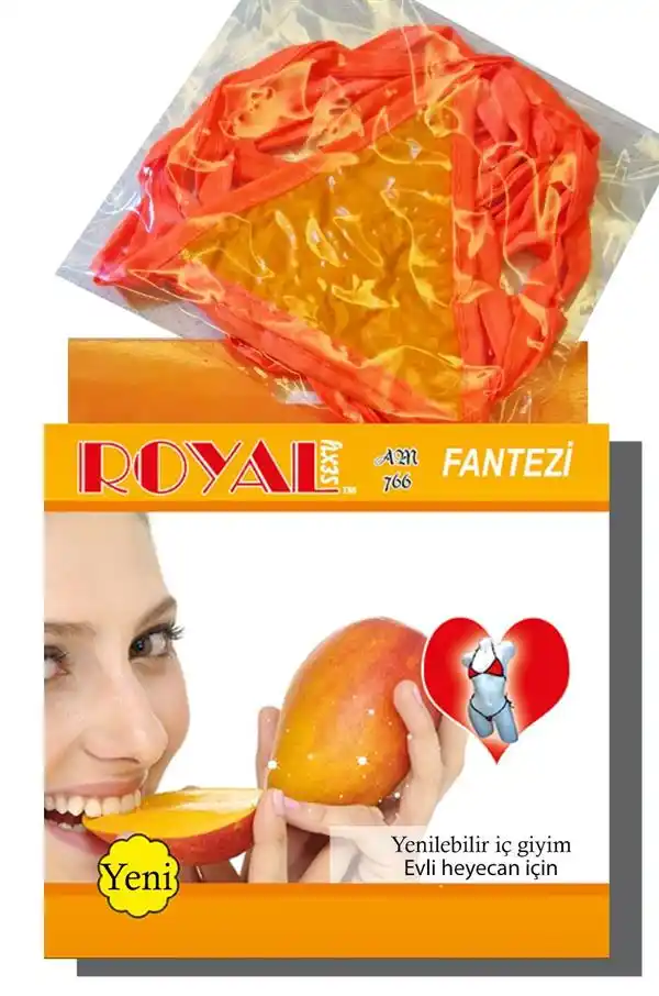 Turuncu Yenilebilir Mango Aromalı Bağlamalı Kadın Fantezi İç Çamaşırı Takımı