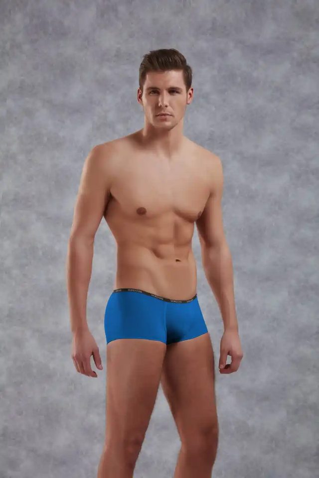  Erkek Saks Mavisi Polyamid Mini Paça Boxer