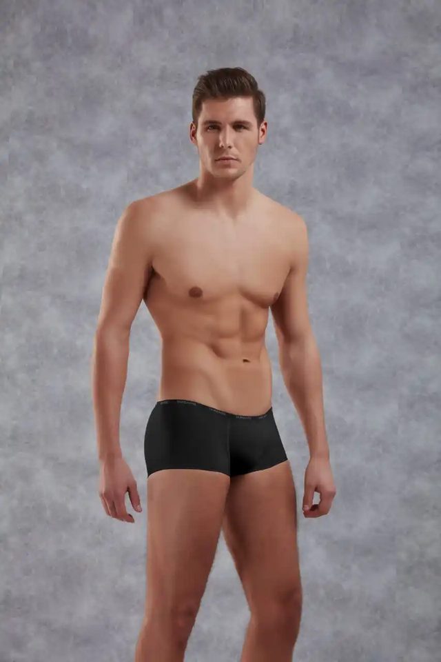  Erkek Siyah Polyamid Mini Paça Boxer