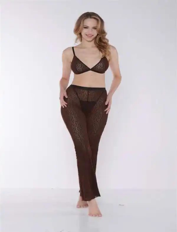 Arias Closet Siyah Transparan Fantezi Sütyen Pijama Takımı