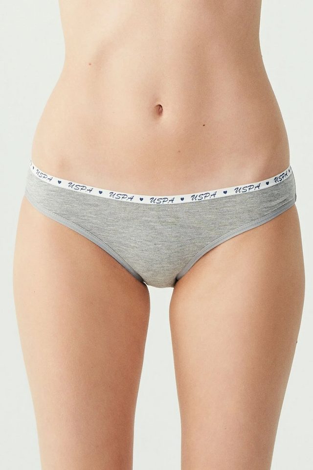 Beyaz Somon Gri Pamuklu Kadın Slip 3’lü Set U.S. Polo Assn. 