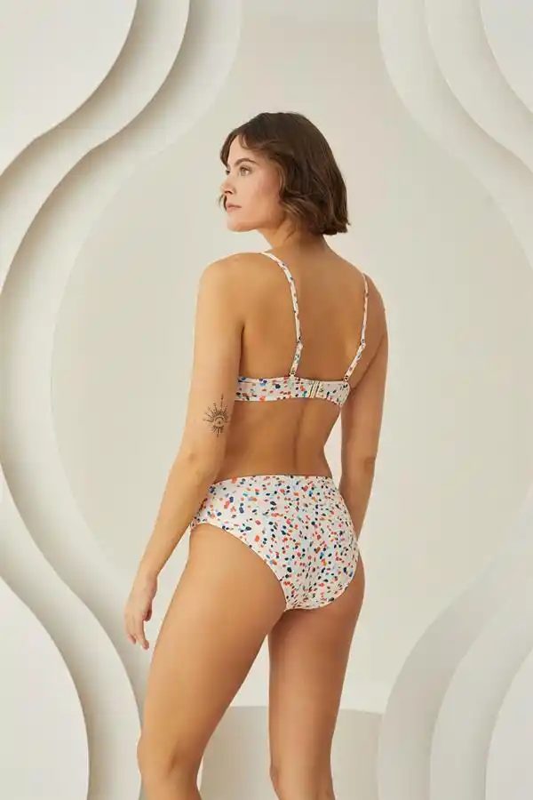 Çok Renkli Puantiyeli Kaplı Kadın Bikini Takımı