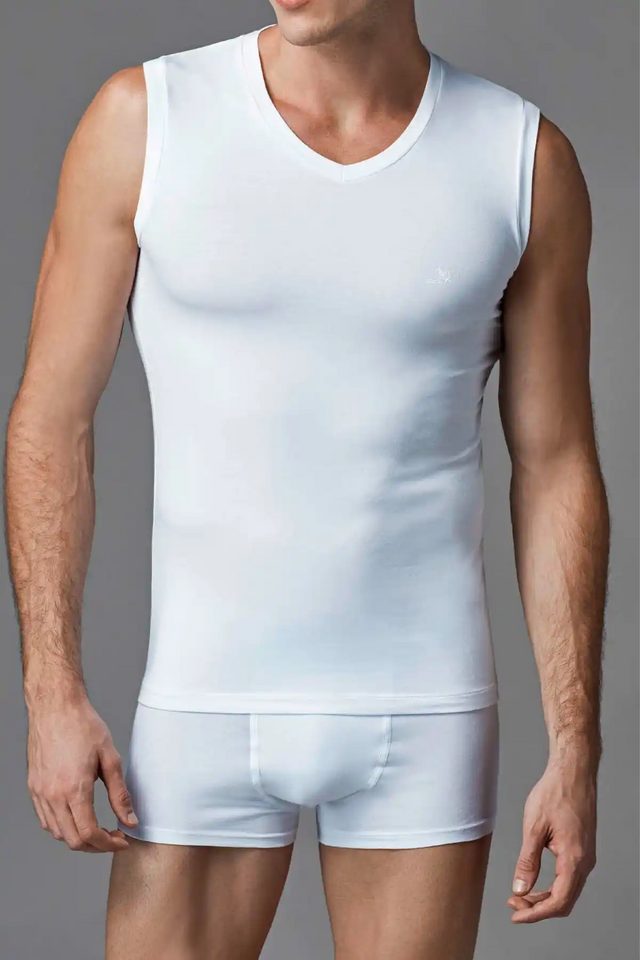Compact Beyaz V Yaka Kolsuz T-Shirt 2Li