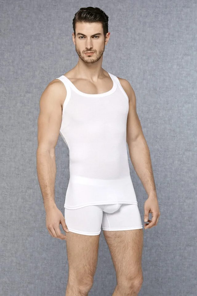 Erkek Beyaz Modal Kare Yaka Slim Fit Atlet