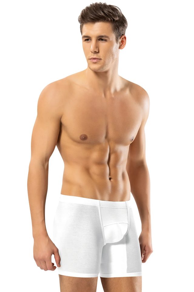 Erkek Modal Beyaz Uzun Boxer