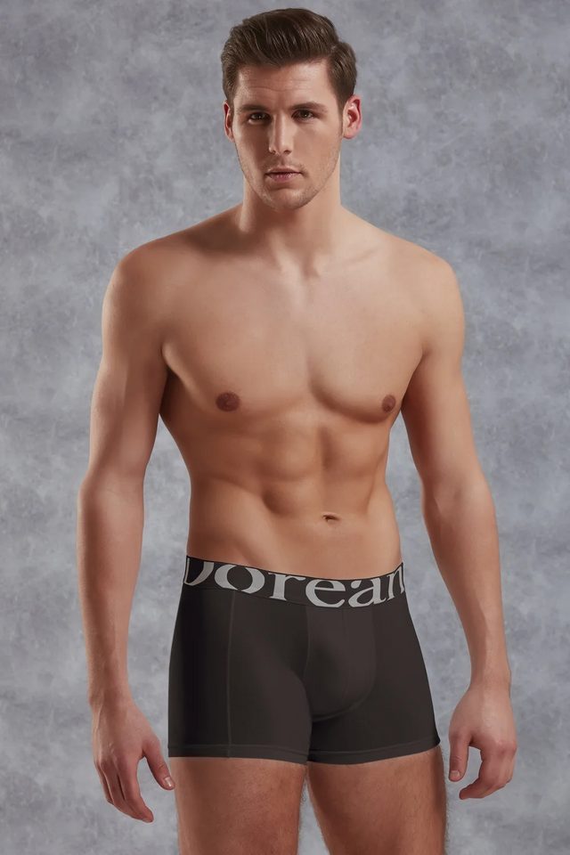 Erkek Modal Pamuklu Antrasit Lastik Bel Likralı Kısa Boxer