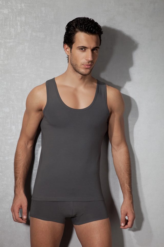 Erkek Modal Pamuklu Antrasit Slim Fit U Yaka Atlet  