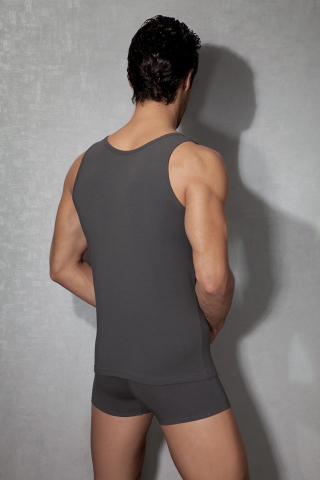 Erkek Modal Pamuklu Antrasit Slim Fit U Yaka Atlet  