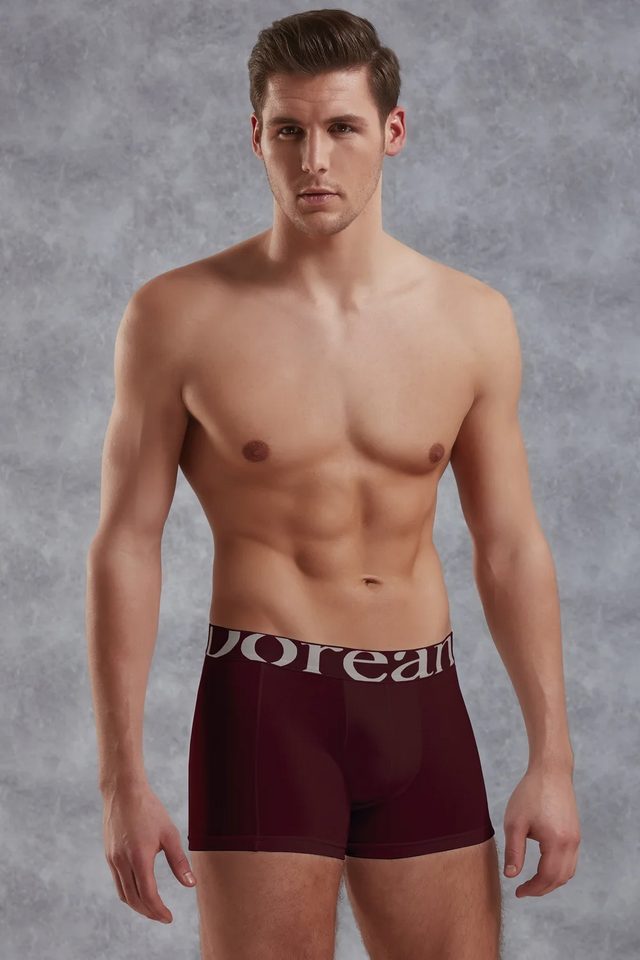 Erkek Modal Pamuklu Bordo Lastik Bel Likralı Kısa Boxer