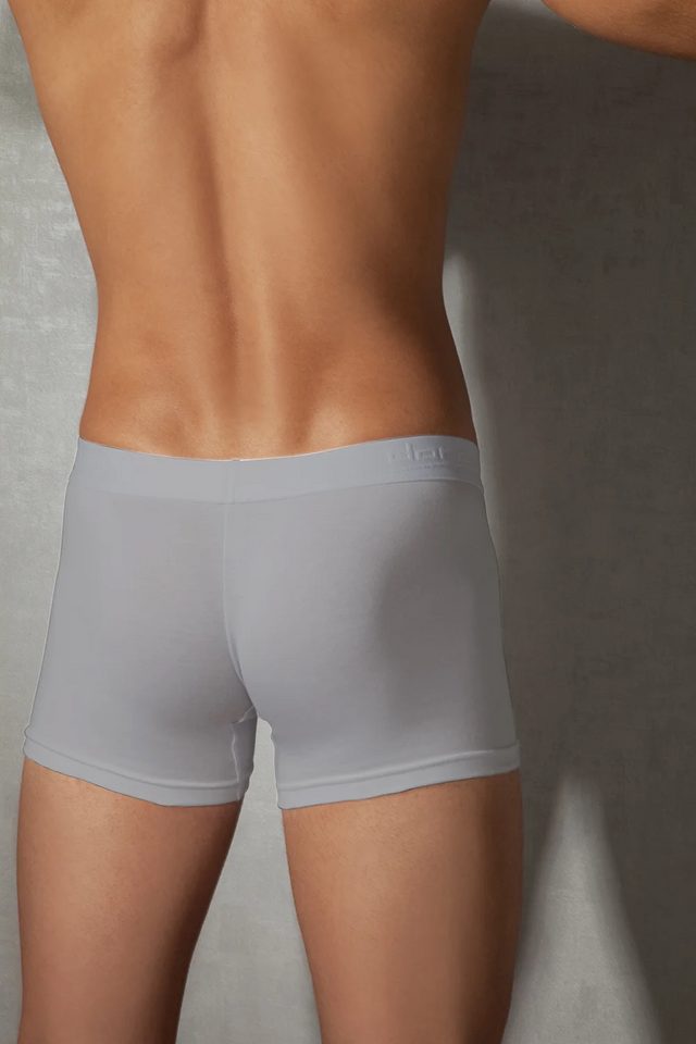 Erkek Modal Pamuklu Gri Orta Bel Kısa Boxer 