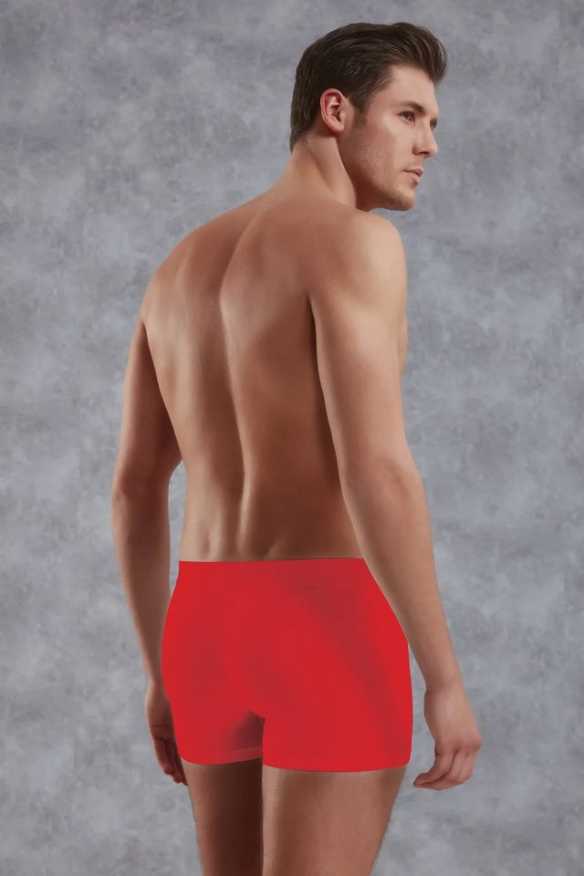 Erkek Modal Pamuklu Kırmızı Lastik Bel Likralı Kısa Boxer   