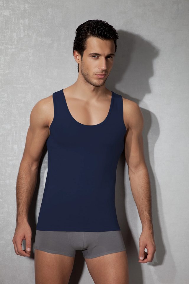 Erkek Modal Pamuklu Lacivert Slim Fit U Yaka Atlet 
