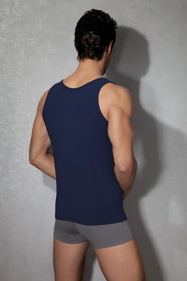 Erkek Modal Pamuklu Lacivert Slim Fit U Yaka Atlet 