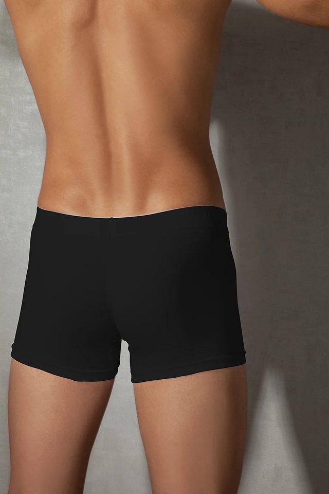 Erkek Modal Pamuklu Siyah Orta Bel Kısa Boxer  