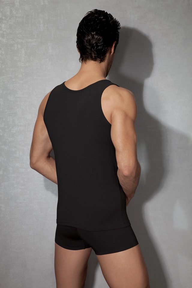 Erkek Modal Pamuklu Siyah Slim Fit U Yaka Atlet 