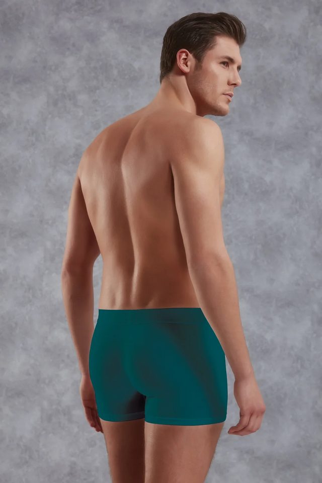 Erkek Modal Pamuklu Turkuaz Lastik Bel Likralı Kısa Boxer