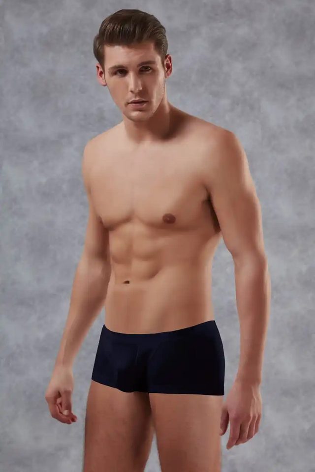 Erkek Pamuklu Siyah Torbalı Mini Paça Boxer 