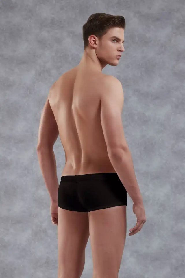 Erkek Pamuklu Siyah Torbalı Mini Paça Boxer 