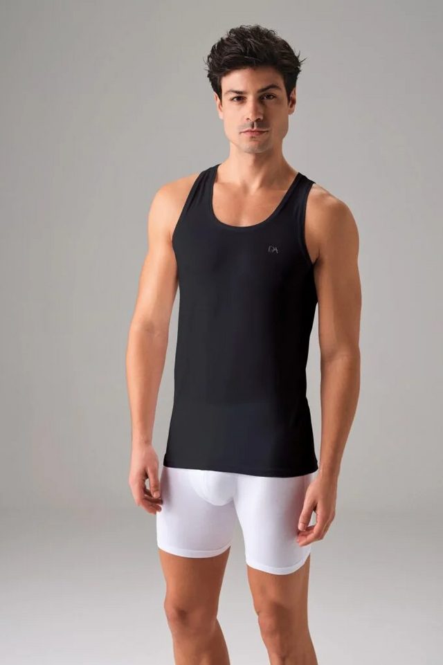 Erkek Siyah Pamuklu Slim Fit Atlet