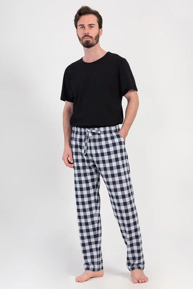 Erkek Süprem Siyah Beyaz Kareli Pijama Altı