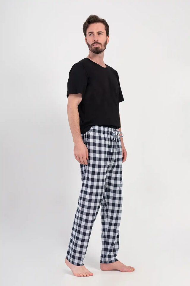 Erkek Süprem Siyah Beyaz Kareli Pijama Altı