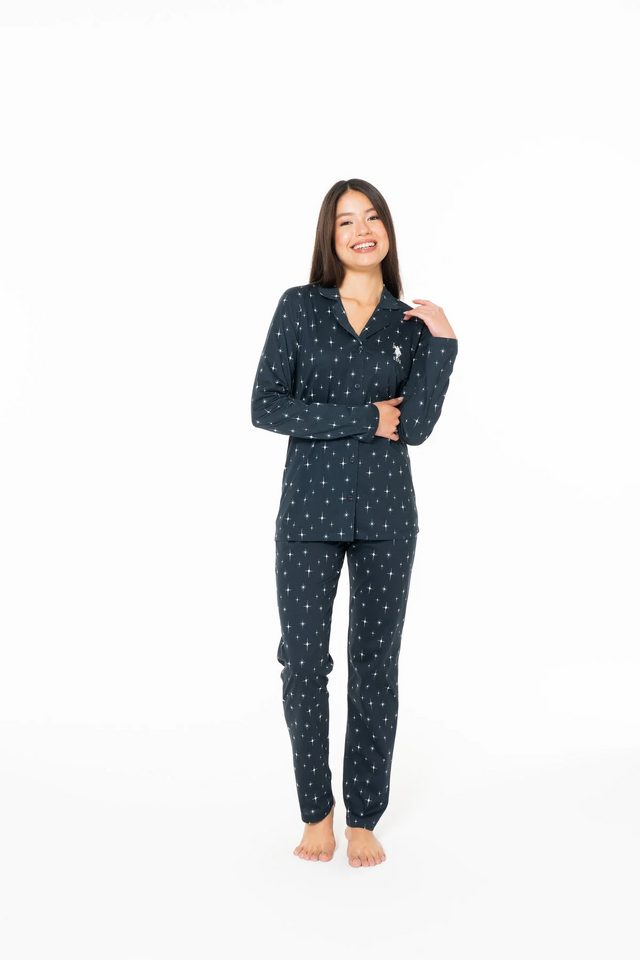 Lacivert Baskılı Kadın Pijama Takımı U.S. Polo Assn.