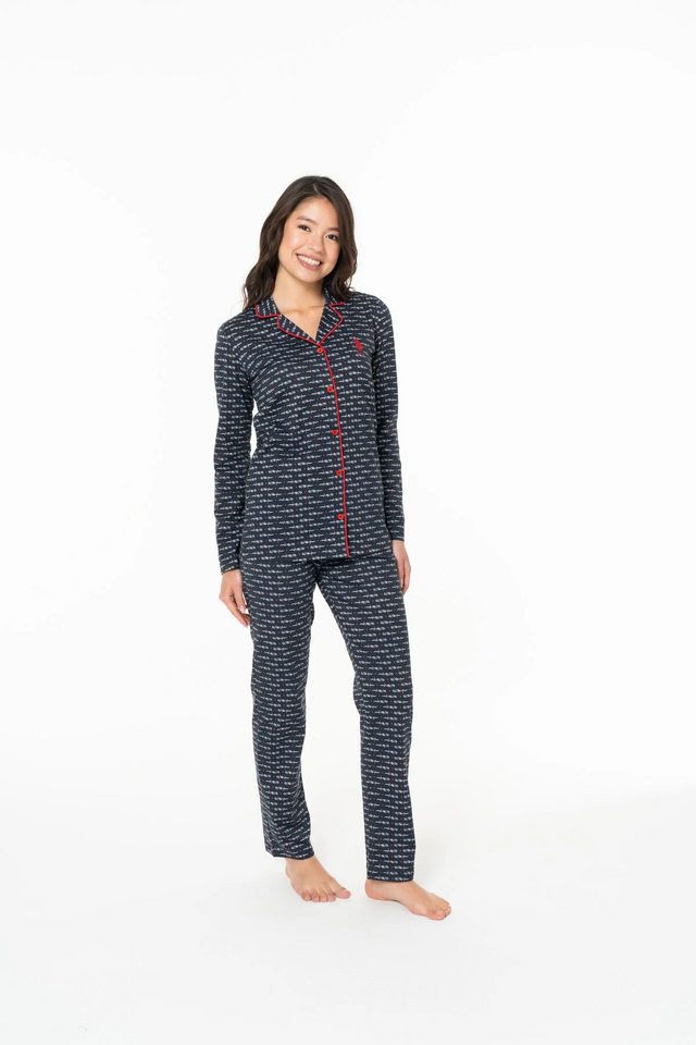 Kadın Lacivert Düğmeli Pijama Takım U.S. Polo Assn.