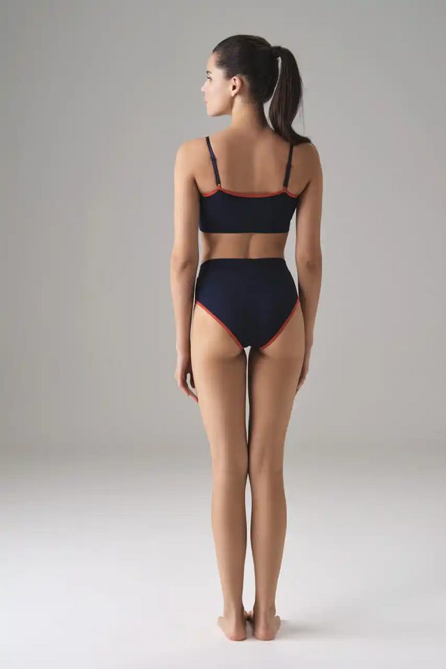 Kadın Modal Pamuk Karışım Yüksek Bel Lacivert Slip