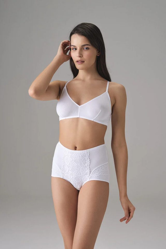 Kadın Modal Pamuklu Beyaz Dantel Detaylı Yüksek Bel Slip Külot