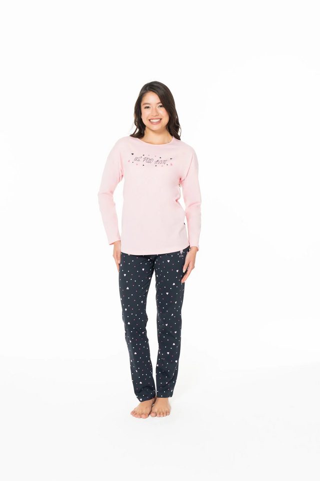 Kadın Pembe Kalpli Pijama Takım U.S. Polo Assn.