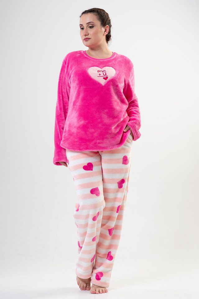 Kadın Pembe Soft O Yaka Uzun Kol Cepli Pijama Takım