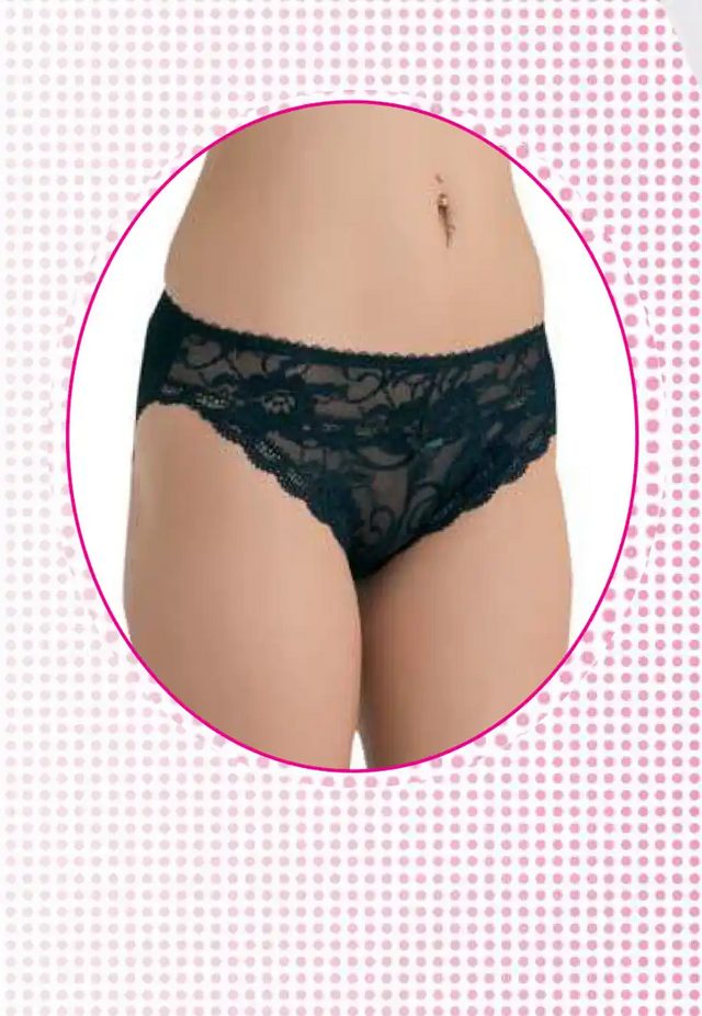 Kadın Siyah Dantelli Pamuklu Modal Slip Külot