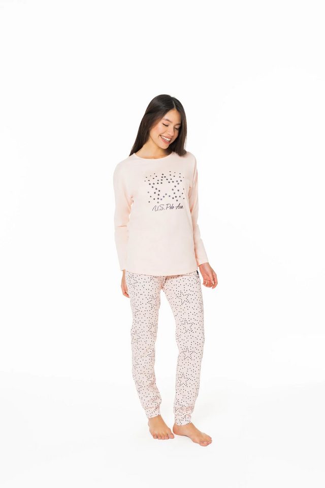 Kadın Somon Yıldızlı Pijama Takım U.S. Polo Assn.