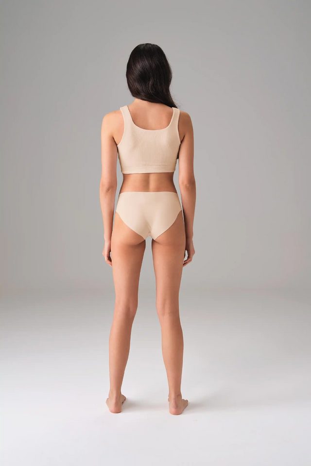 Kadın Ten Rengi Yüksek Bel Lazer Kesim Slip 