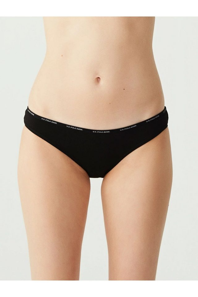 Kırmızı Somon Siyah Beyaz Ten Pamuklu Logolu Lastik Bel Kadın 5'li Düşük Bel Slip Külot U.S. Polo Assn.