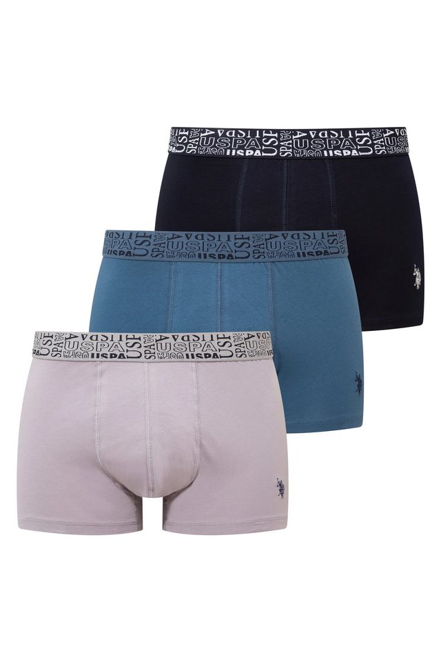 Lacivert İndigo Siyah Melanj Pamuk Karışımlı Erkek 3'lü Boxer Seti U.S. Polo Assn. 