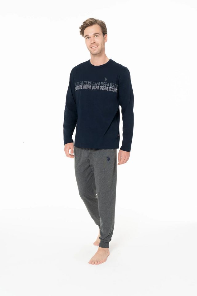 Lacivert Pamuklu Erkek Uzun Kollu Bisiklet Yaka Pijama Takımı U.S. Polo Assn.