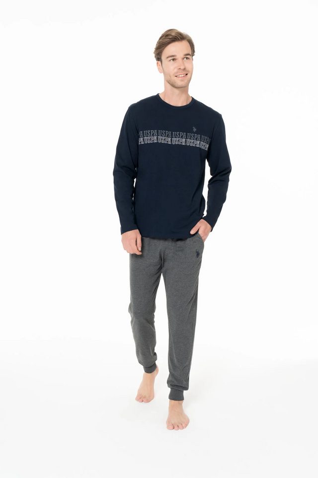 Lacivert Pamuklu Erkek Uzun Kollu Bisiklet Yaka Pijama Takımı U.S. Polo Assn.