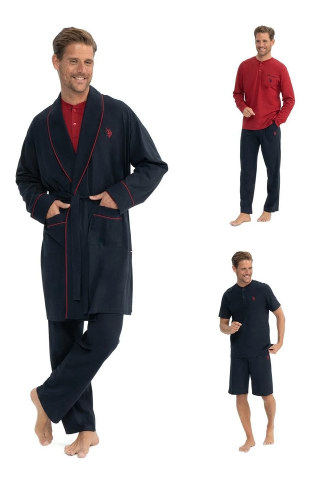 Lacivert Pamuklu Sabahlık Detaylı Erkek Pijama Seti U.S. Polo Assn.