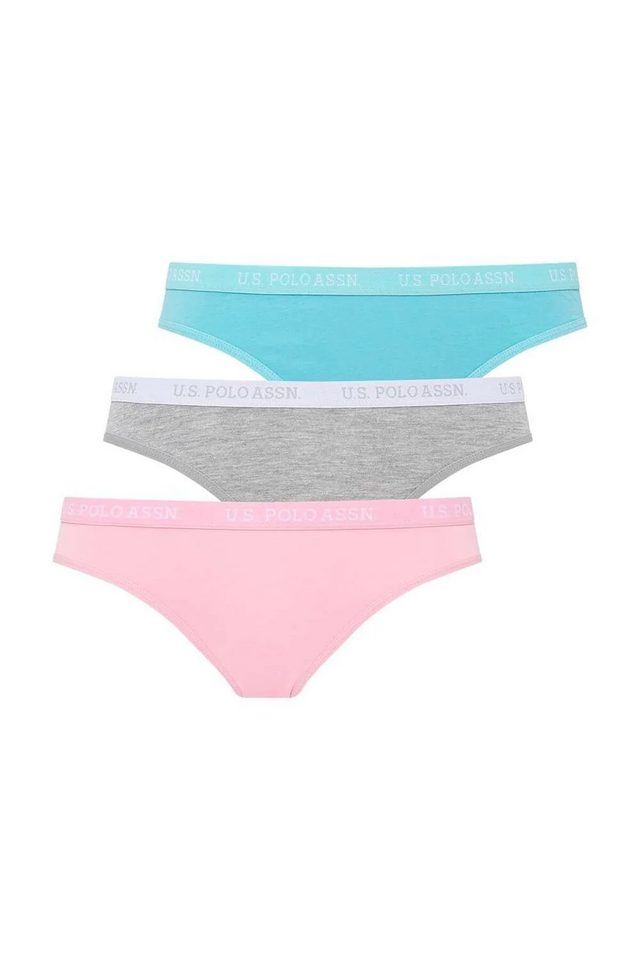 Mint Beyaz Gri Melanj Logolu Pamuklu Kadın Slip 3’lü U.S. Polo Assn. 