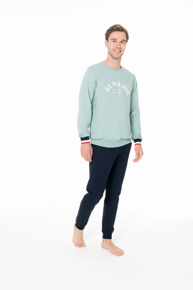 Mint Pamuklu Erkek Uzun Kollu Bisiklet Yaka Ev Giyim Takımı U.S. Polo Assn. 