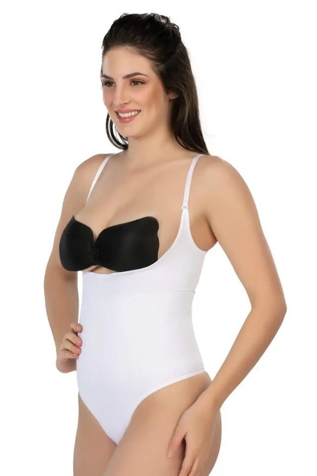 Beyaz Dekolte Uyumlu String Body Korse