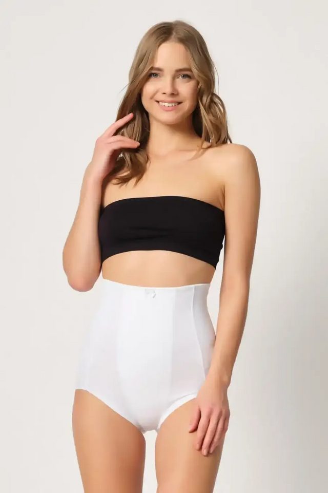 Beyaz Yüksek Bel Karın Destekli Lazer Kesim Slip Korse