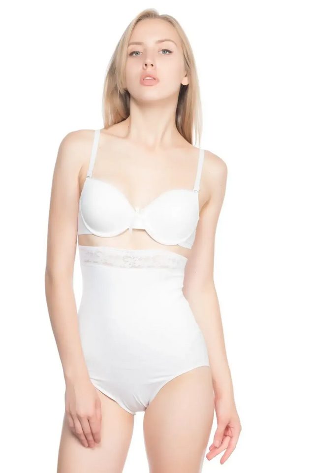Dantelli Yüksek Bel Slip Beyaz Korse