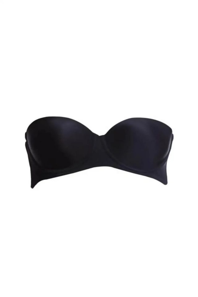 Şeffaf Askılı Siyah Push-Up Straplez Sütyen
