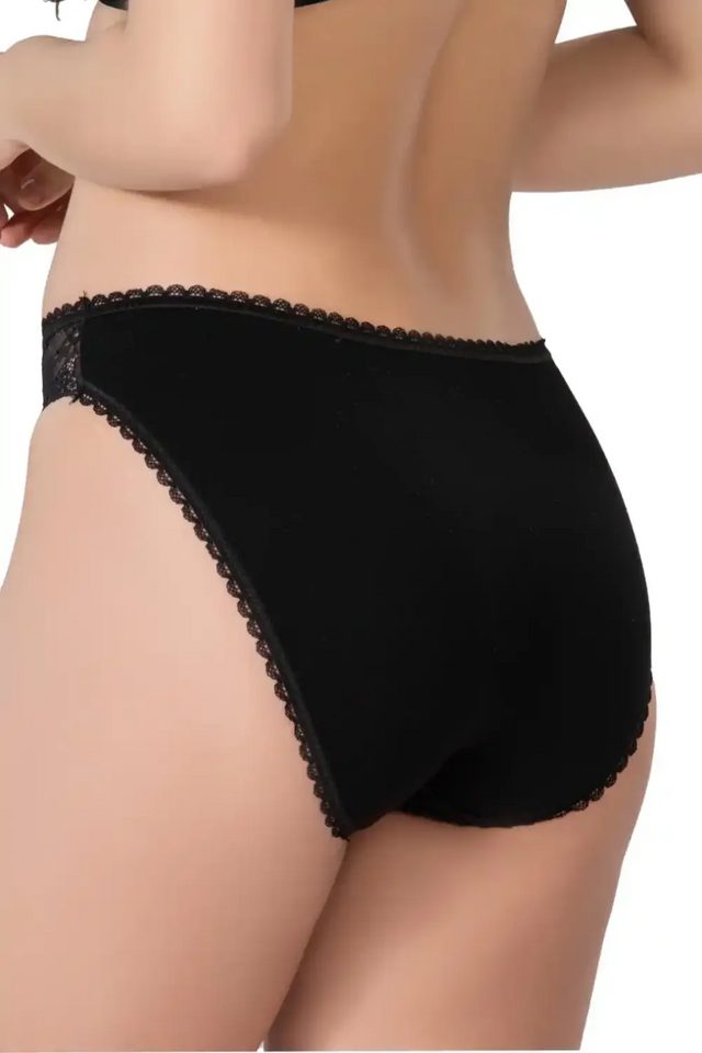 Siyah Modal Cotton Dantelli Külot