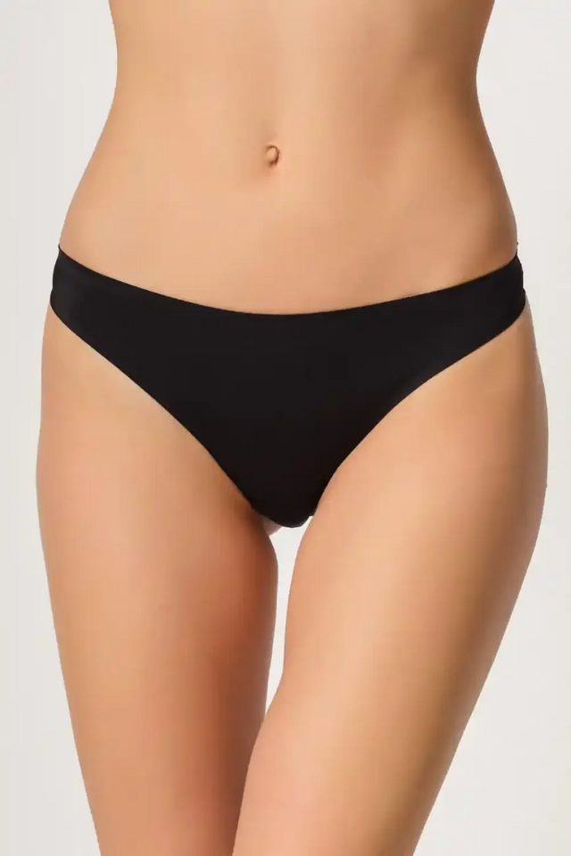 Siyah Yapıştırma Lazer Kesim String Külot