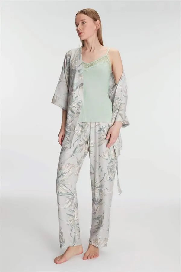 Sabahlık Atlet ve Pantolon Takım Pamuklu Pijama Set