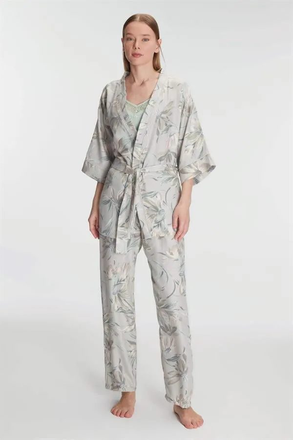 Sabahlık Atlet ve Pantolon Takım Pamuklu Pijama Set