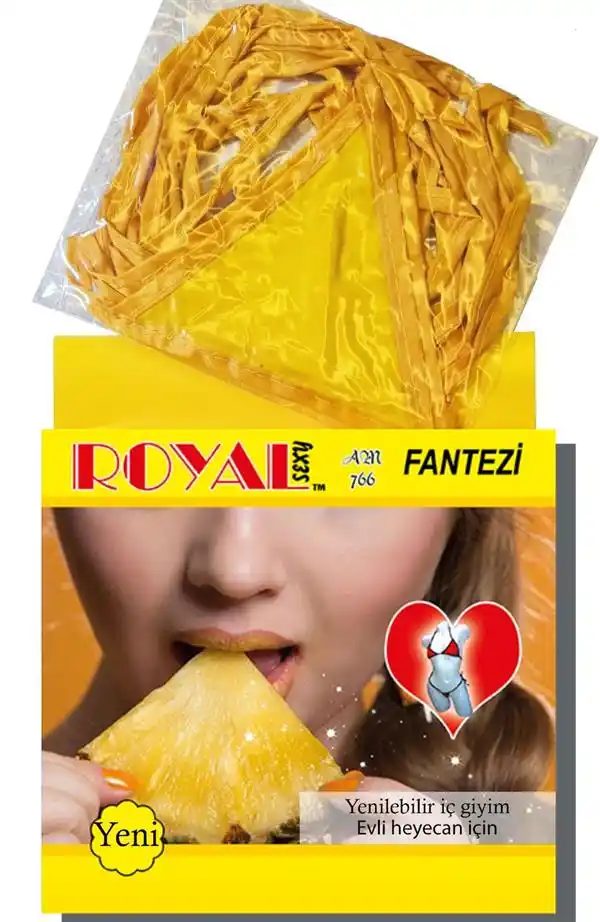 Sarı Yenilebilir Ananas Aromalı Kadın Fantezi İç Çamaşırı Takımı
